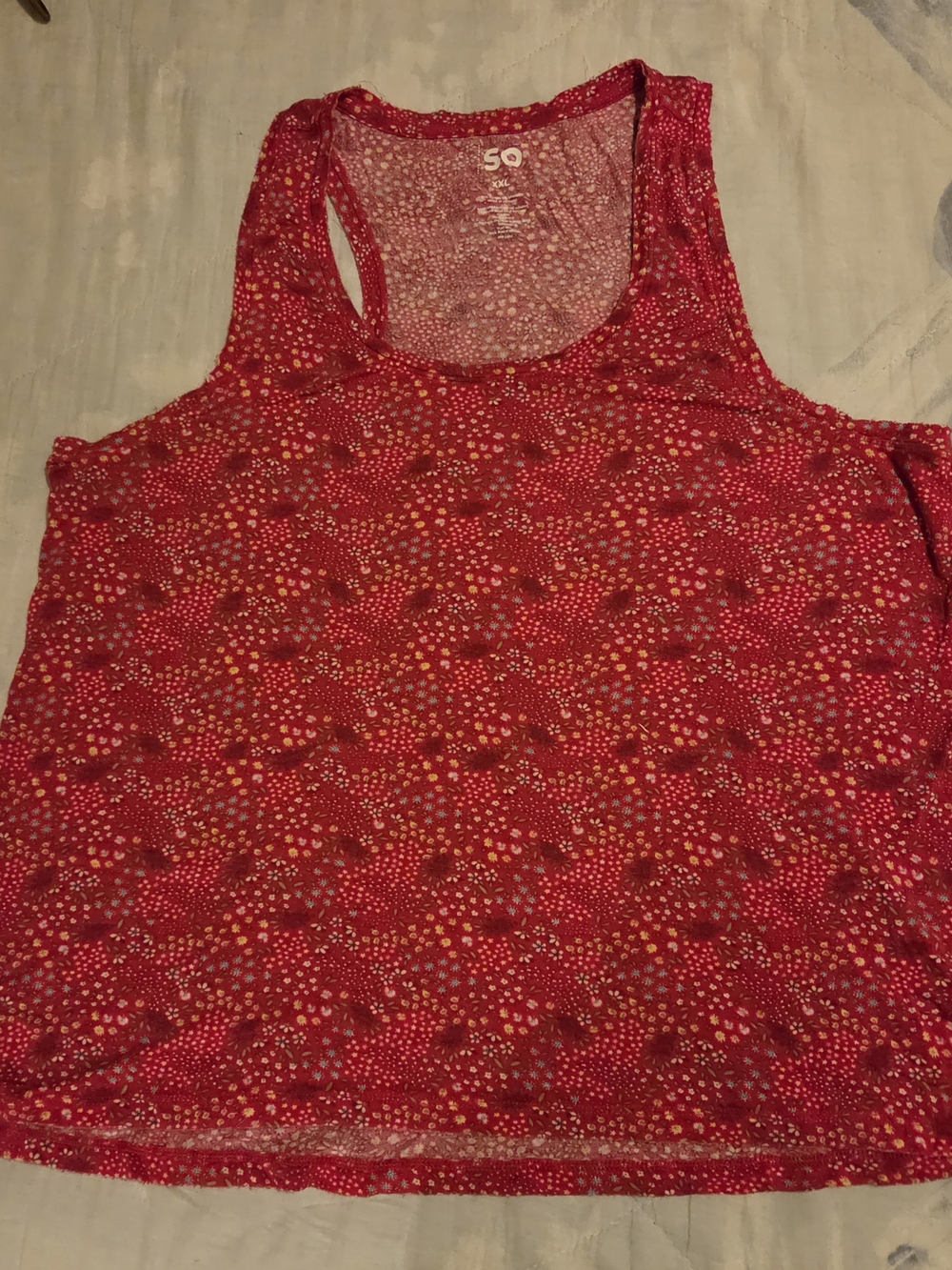 SO Red Floral Racerback Tank Top